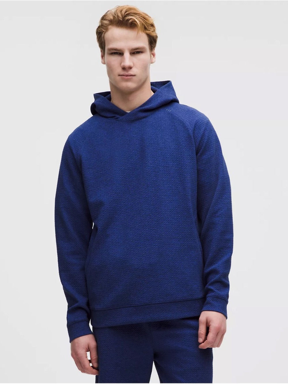 Lululemon At Ease Hooded Textured Pullover Sweatshirt XL Bluest